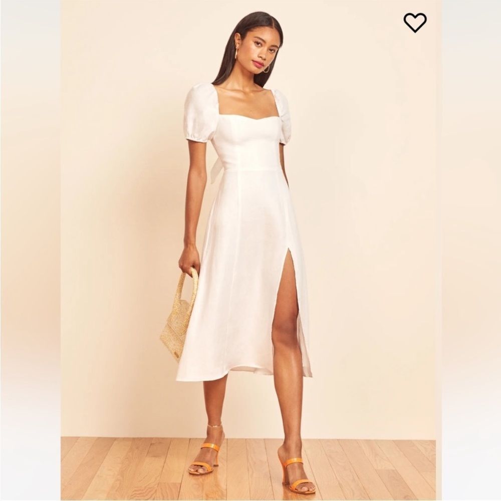 Reformation Denver White Linen Dress
